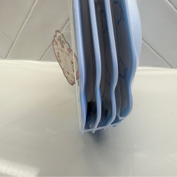 Shabby Chic Blue Coquette Bow Melamine Bowl Set of 4 Scalloped Edge VTG Style - Picture 4 of 6